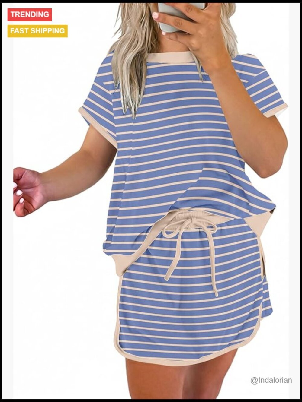 2 Piece Skirt Set Colorblock Drop Shoulder T Shirt and Skort Set Lounge